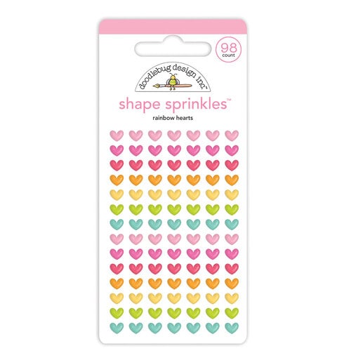 Doodlebug Design - Cute and Crafty Collection - Stickers - Shape Sprinkles - Enamel - Rainbow Hearts