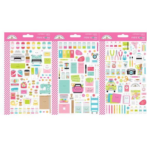 Doodlebug Design - Cute and Crafty Collection - Cardstock Stickers - Mini Icons - Cute and Crafty