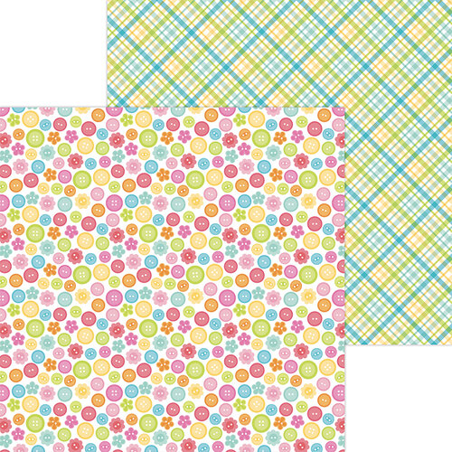 Doodlebug Design - Cute and Crafty Collection - 12 x 12 Double Sided Paper - Cute As A Button