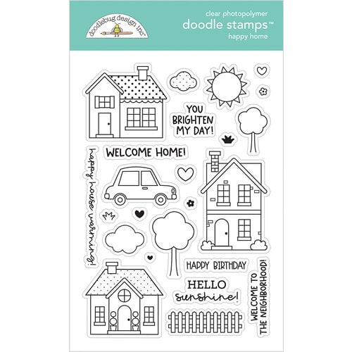 Doodlebug Design - My Happy Place Collection - Clear Photopolymer Stamps - Happy Home