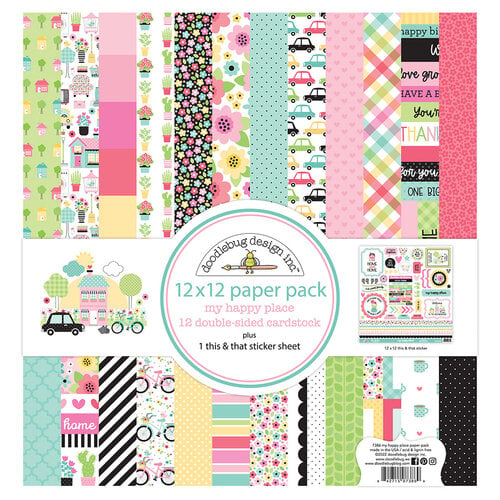 Doodlebug Design - My Happy Place Collection - 12 x 12 Paper Pack