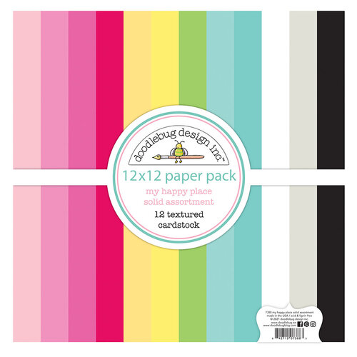 Doodlebug Design - My Happy Place Collection - 12 x 12 Paper Pack - Textured Cardstock Assortment