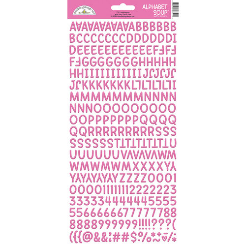 Doodlebug Design - Monochromatic Collection - Puffy Stickers - Alphabet Soup - Bubblegum