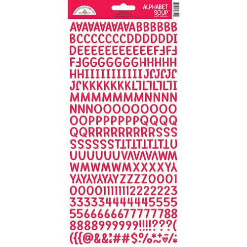 Doodlebug Design - Monochromatic Collection - Puffy Stickers - Alphabet Soup - Ladybug