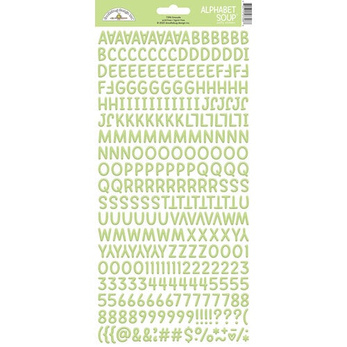 Doodlebug Design - Monochromatic Collection - Puffy Stickers - Alphabet Soup - Limeade