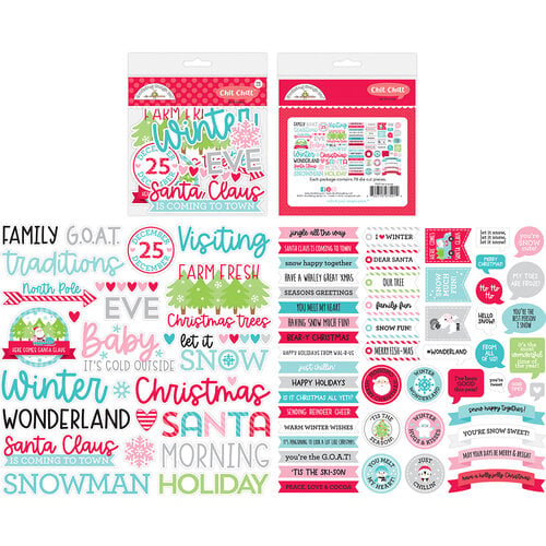 Doodlebug Design - Let It Snow Collection - Chit Chat - Die Cut Cardstock Pieces - Let It Snow