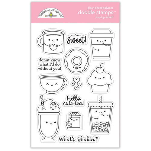 Doodlebug Design - Lots Of Love Collection - Clear Photopolymer Stamps - Treat Yourself