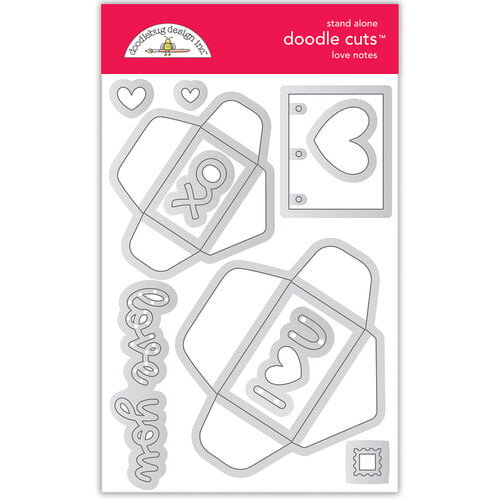 Doodlebug Design - Lots Of Love Collection - Doodle Cuts - Metal Dies - Love Notes