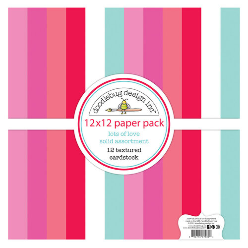 Doodlebug Design - Lots Of Love Collection - 12 x 12 Textured Cardstock Assortment Pack