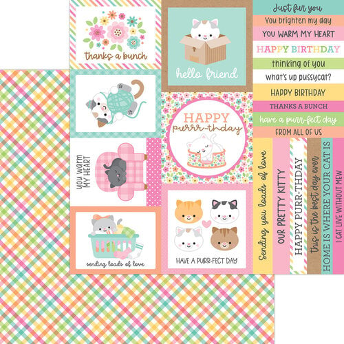 Doodlebug Design - Pretty Kitty Collection - 12 x 12 Double Sided Paper - Pretty Plaid