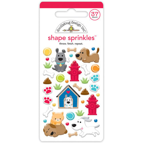 Doodlebug Design - Doggone Cute Collection - Stickers - Sprinkles - Enamel Shape - Throw Fetch Repeat