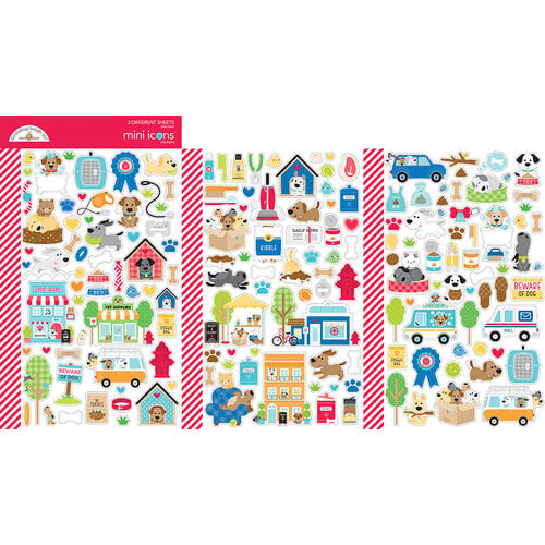 Doodlebug Design - Doggone Cute Collection - Cardstock Stickers - Mini Icons