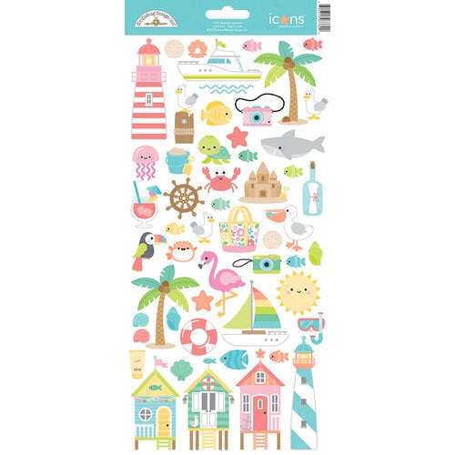 Doodlebug Design - Seaside Summer Collection - Cardstock Stickers - Icons
