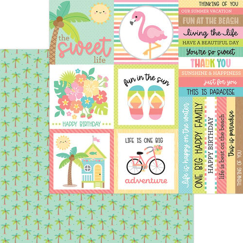 Doodlebug Design - Seaside Summer Collection - 12 x 12 Double Sided Paper - Palm Beach