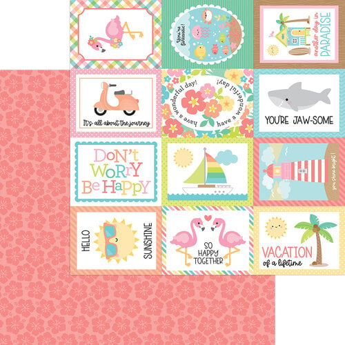 Doodlebug Design - Seaside Summer Collection - 12 x 12 Double Sided Paper - Lets Luau