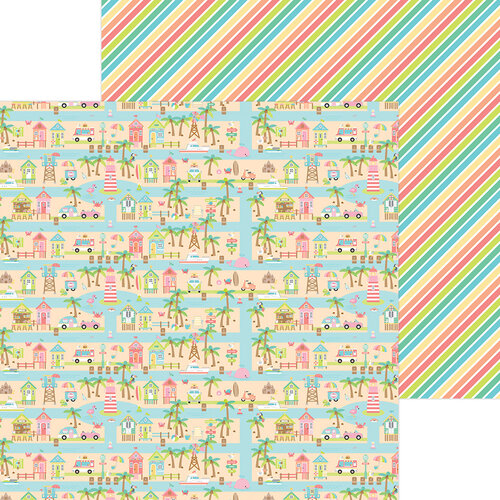 Doodlebug Design - Seaside Summer Collection - 12 x 12 Double Sided Paper - Beach Blvd