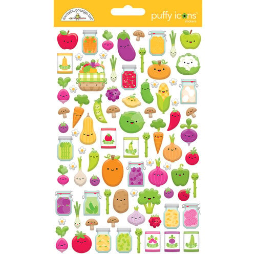 Doodlebug Design - Farmer's Market Collection - Stickers - Puffy Shapes - Icons - Veggie Garden