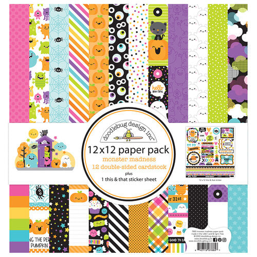 Doodlebug Design - Monster Madness Collection - Halloween - 12 x 12 Paper Pack