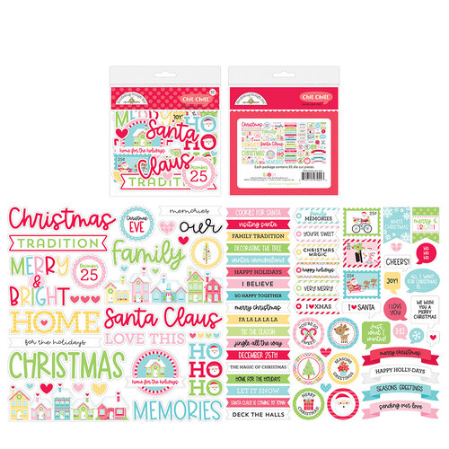 Doodlebug Design - Candy Cane Lane Collection - Christmas - Chit Chat - Die Cut Cardstock Pieces