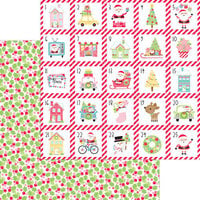 Doodlebug Design - Candy Cane Lane Collection - Christmas - 12 x 12 Double Sided Paper - Berry Merry