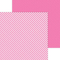 Doodlebug Design - Monochromatic Collection - 12 x 12 Double Sided Paper - Bubblegum Candy Stripe