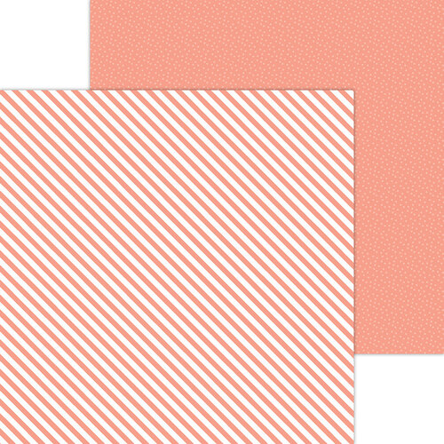 Doodlebug Design - Monochromatic Collection - 12 x 12 Double Sided Paper - Coral Candy Stripe