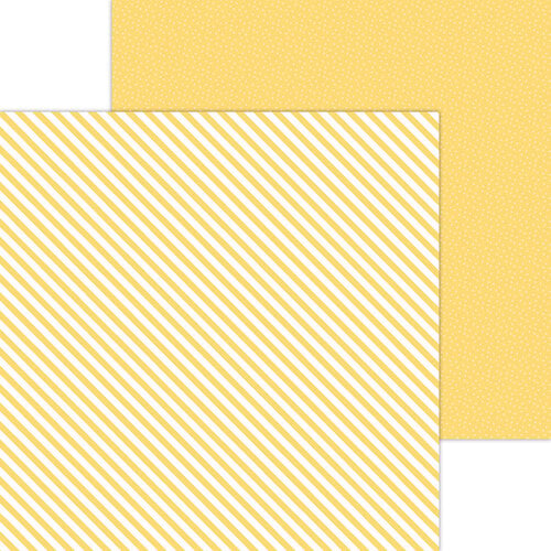 Doodlebug Design - Monochromatic Collection - 12 x 12 Double Sided Paper - Bumblebee Candy Stripe