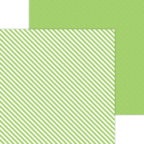 Doodlebug Design - Monochromatic Collection - 12 x 12 Double Sided Paper - Limeade Candy Stripe