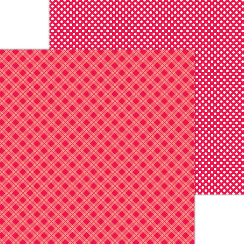 Doodlebug Design - Monochromatic Collection - 12 x 12 Double Sided Paper - Ladybug Plaid
