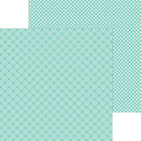Doodlebug Design - Monochromatic Collection - 12 x 12 Double Sided Paper - Pistachio Plaid