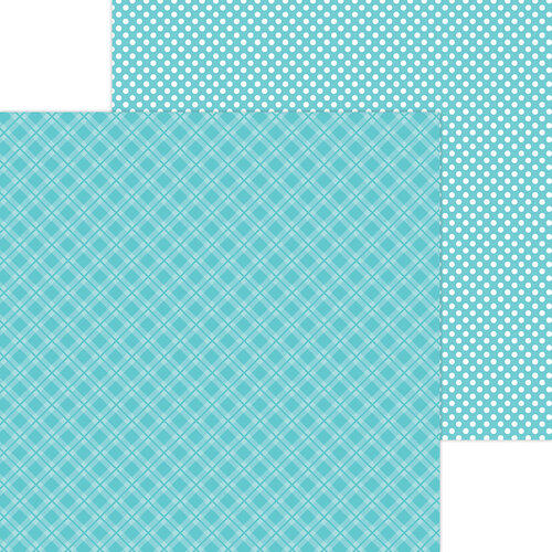 Doodlebug Design - Monochromatic Collection - 12 x 12 Double Sided Paper - Swimming Pool Plaid