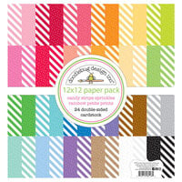 Doodlebug Design - Monochromatic Collection - 12 x 12 Paper Pad - Candy Stripe and Sprinkles - Rainbow - Petite Print Assortment