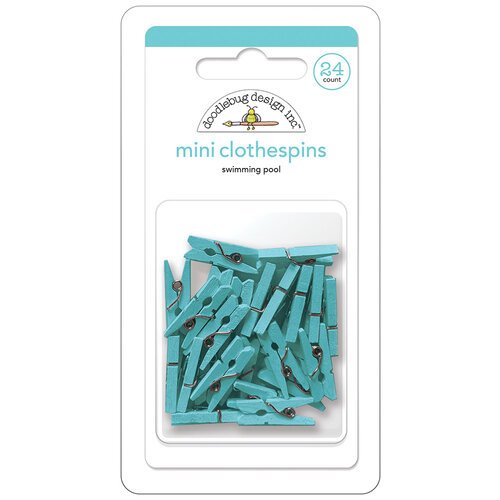 Doodlebug Design - Monochromatic Collection - Mini Clothespins - Swimming Pool