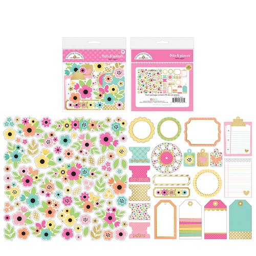 Doodlebug Design - Hello Again Collection - Bits And Pieces - Die Cut Cardstock Pieces
