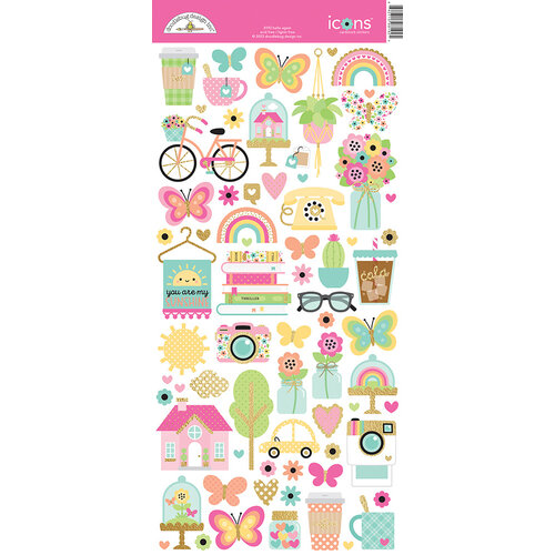 Doodlebug Design - Hello Again Collection - Cardstock Stickers - Icons