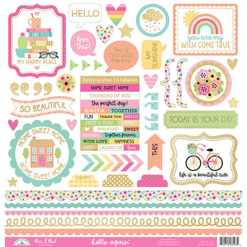 Doodlebug Design - Hello Again Collection - 12 x 12 Cardstock Stickers - This And That