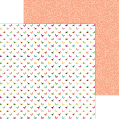 Doodlebug Design - Hello Again Collection - 12 x 12 Double Sided Paper - Bitty Butterflies
