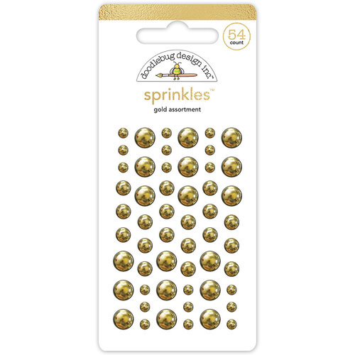 Doodlebug Design - Hello Again Collection - Sprinkles - Enamel Dots - Gold Assortment