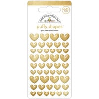 Doodlebug Design - Monochromatic Collection - Puffy Shapes - Gold Heart