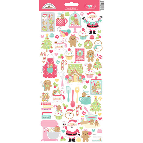 Doodlebug Design - Gingerbread Kisses Collection - Christmas - Cardstock Stickers - Icons