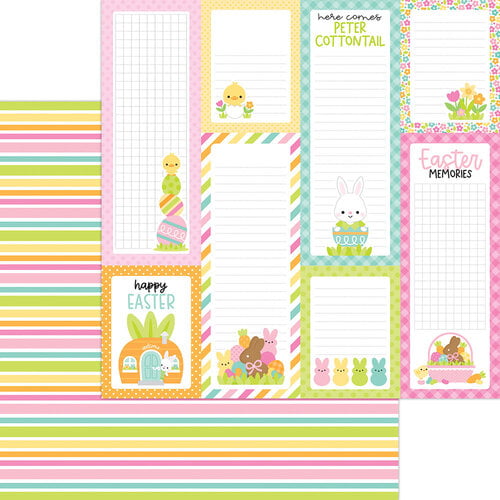Doodlebug Design - Bunny Hop Collection - 12 x 12 Double Sided Paper - Springtime Stripe