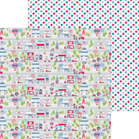 Doodlebug Design - Hometown USA Collection - 12 x 12 Double Sided Paper - Hometown USA