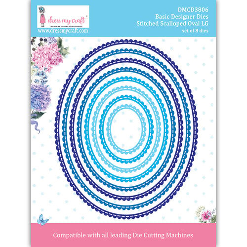 Dress My Craft - Dies - Stitched Scalloped Oval Frames - Large