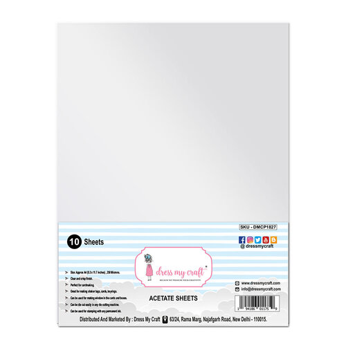 Dress My Craft - Acetate Sheets - Clear - A4 - 0.25 mm Thick - 10 Pack
