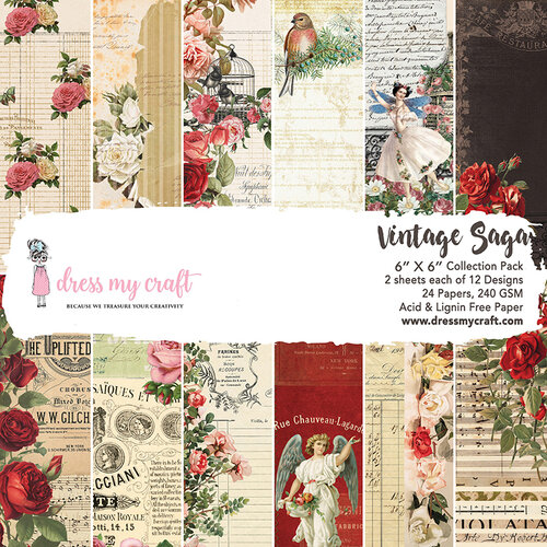 Dress My Craft - 6 x 6 Paper Pad - Vintage Saga