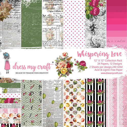 Dress My Craft - Whispering Love Collection - 12 x 12 Paper Pad