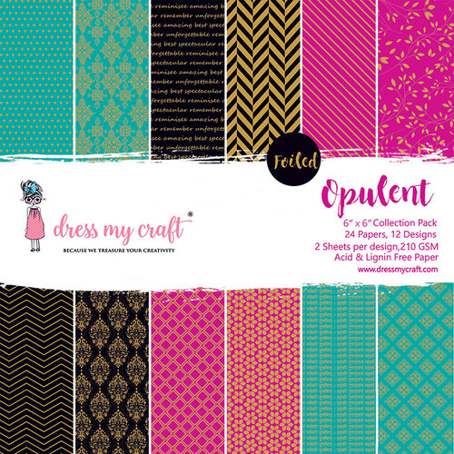 Dress My Craft - Opulent Collection - 6 x 6 Paper Pad with Foil Accents