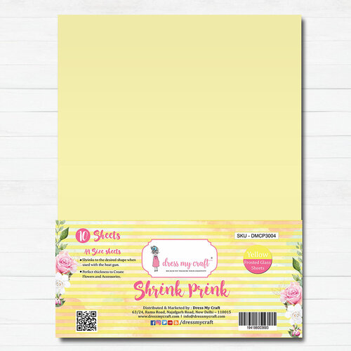 Dress My Craft - A4 - Shrink Prink - Yellow Frosted Glass Sheets - 10 Pack