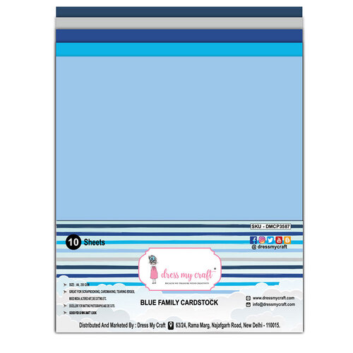 Dress My Craft - A4 Cardstock - Blue Family - 10 Pack