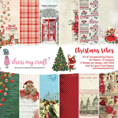 Dress My Craft - Christmas Vibes Collection - 6 x 6 Paper Pad